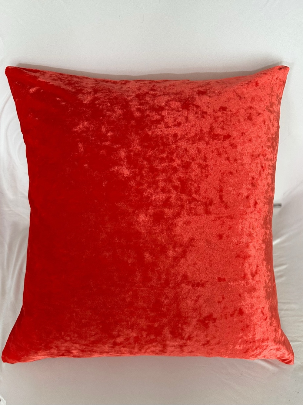 Designer Orangy Red Parisian Velvet Decorative Throw Pillow 20”x20”